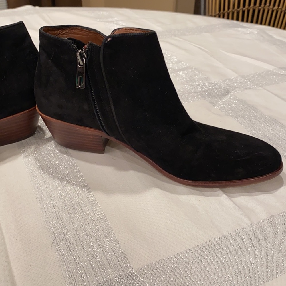 Sam Edelman Black Suede Ankle Side Zip Booties - Picture 3 of 9